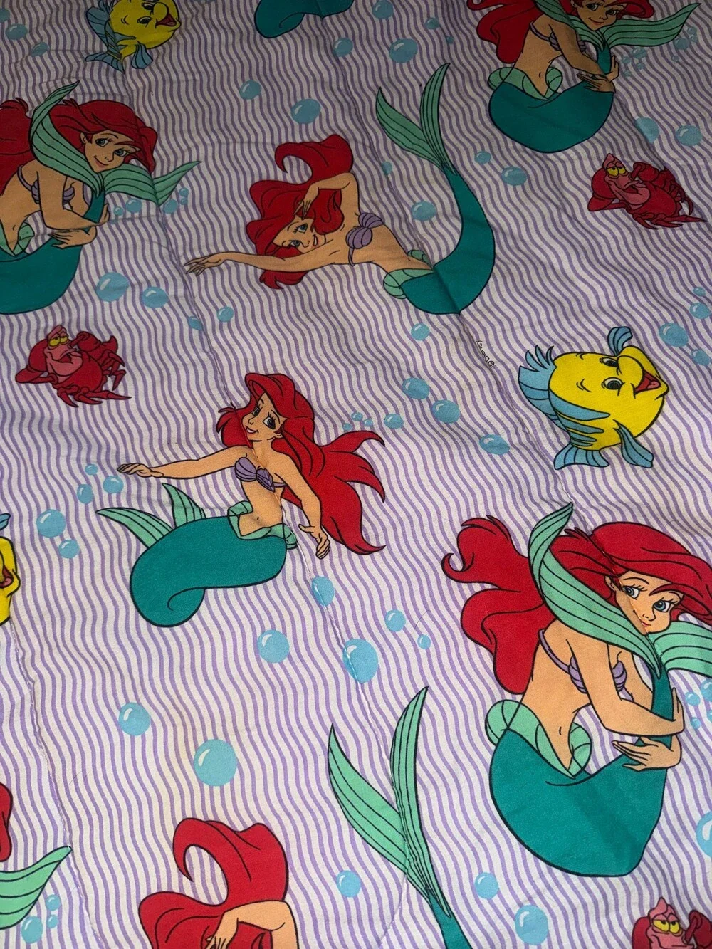 Vintage 1989 Disney The Little Mermaid double sided Comforter Bedding
